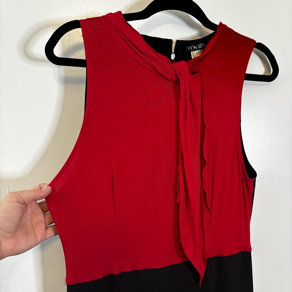 VENUS Red and Black Sheath Midi Dress - Picture 2 of 10